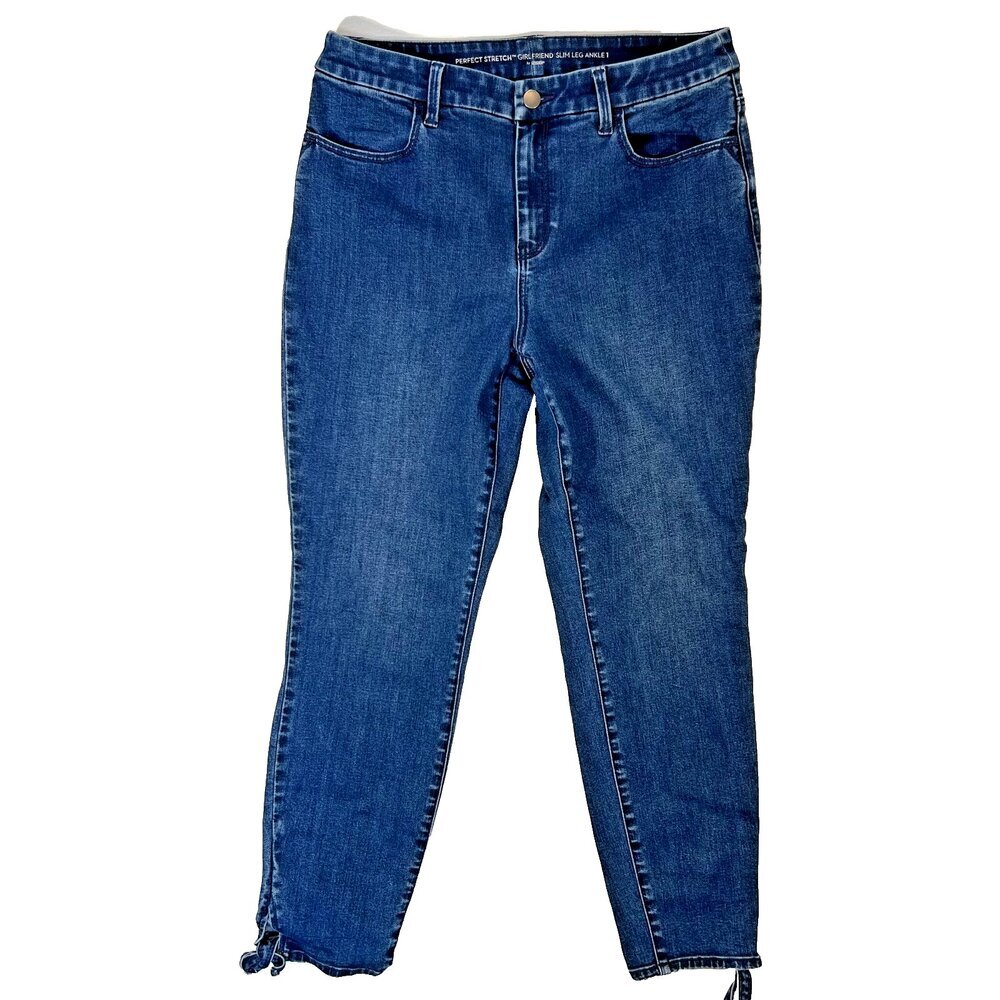 Chico's Ankle Blue Jeans Womens Size M-8 (1) Perfect Stretch Girlfriend Slim Leg